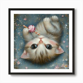 Lollipop Kitten 2 Art Print