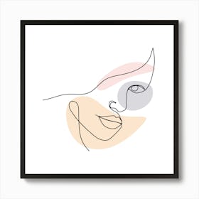 Face Of A Woman Continuous line drawing of a woman, Scandinavian wall art, fine art print. Art Print