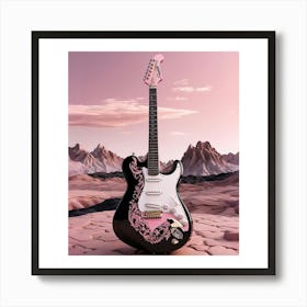 Rhapsody in Pink and Black Guitar Wall Art Collection 3 Art Print