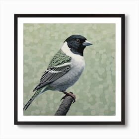 Ohara Koson Inspired Bird Painting House Sparrow 2 Square Art Print