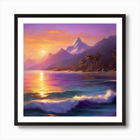 Breathtaking Ocean Scene As The Sun sets on the horizon Art Print