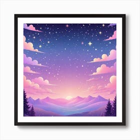 Sky With Twinkling Stars In Pastel Colors Square Composition 136 Art Print