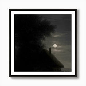 Moonlight At The Cottage Art Print