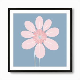 A White And Pink Flower In Minimalist Style Square Composition 600 Art Print