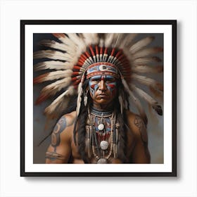 Leonardo Diffusion Xl An Imaginary Image Of An American Indian 0 Art Print