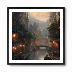 City At Dusk Art Print