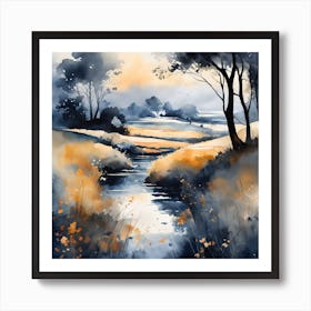 Watercolor Meadow Nature Painting (7) Art Print