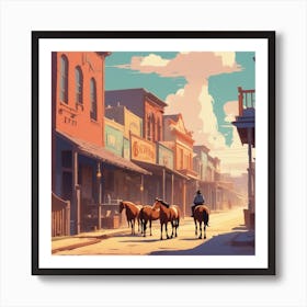 Western Town In Texas With Horses No People Golden Ratio Fake Detail Trending Pixiv Fanbox Acry (3) Art Print