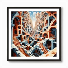 Dimensional Delusions Escher Inspired Abstract Pieces That Play With Perspective Dimension And Im 946173201 (1) Art Print