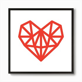 Heart Geometric Abstract Minimalist Simple Red 1 Art Print