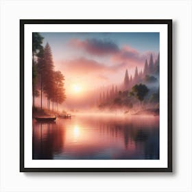 Sunrise In The Forest Art Print