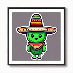 Cactus With Sombrero 1 Art Print