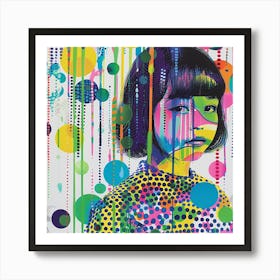 Girl With Dots Art Print