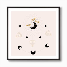 Diamonds And Moon Square Art Print