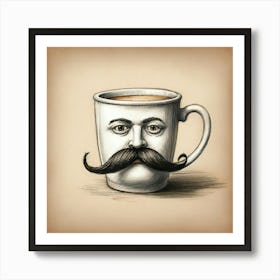 Coffee Cup With Mustache 5 Art Print