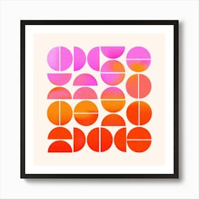 Playful Gradient Pink And Orange Circles Art Print