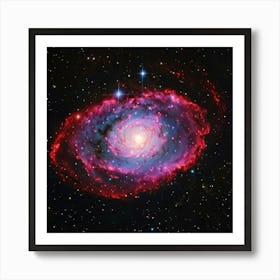 A Mesmerizing Spiral Galaxy Explosion Dappled In The Hues Of Pink And Red Celestial Bodies Transiti (5) Art Print