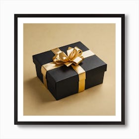 Black And Gold Gift Box Art Print