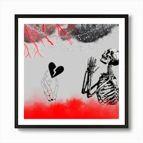 Skeleton With Broken Heart Art Print