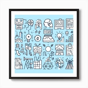 Business Icons Set Art Print