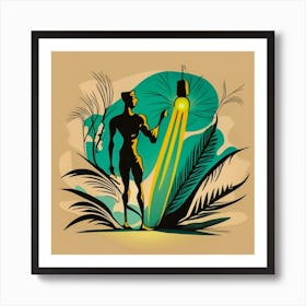 Man In The Jungle with Light Art Print