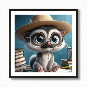 Kawaii Lemur Art Print