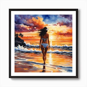 Sunset On The Beach 1 Art Print