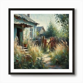 Abandoned House In The Countryside, Acrylic Painting Style Art Print