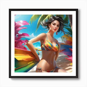 Beautiful Woman In Bikini Art Print