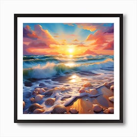 Sunset On The Beach 3 Art Print