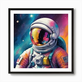 Astronaut Colorful Illustration Art Print 3 Art Print