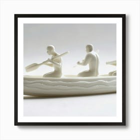 Three Men In A Canoe Art Print