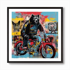 Bear On A Motorcycle Art Print