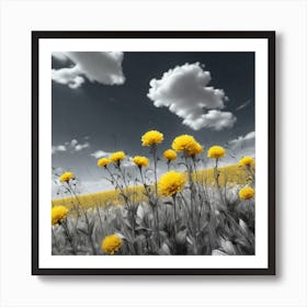 Field Of Yellow Dandelions Art Print