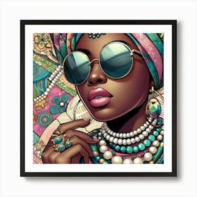 African Woman With Sunglasses 1 Art Print