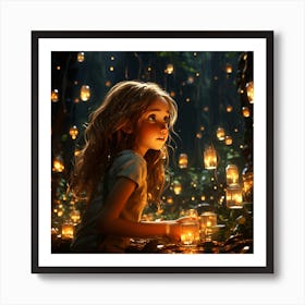 girl in a magical forest Art Print