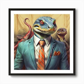 Lizard In Suit 1 Art Print