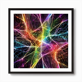 Millions Of Colourful Lines Crossing Each Others And Going All Directions Same Like In Brain Neurons (87) Art Print