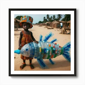 Fish Made Of Plastic Bottles Art Print