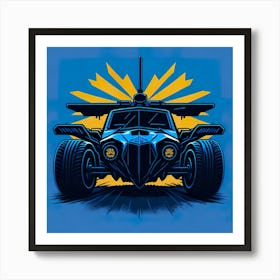 Car Blue Artwork Of Graphic Design Flat (61) Art Print