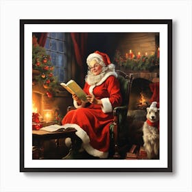 Santa Reading Art Print