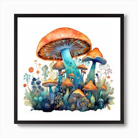 Mushrooms And Flowers 36 Art Print