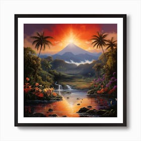 Sunset In The Jungle 1 Art Print