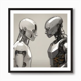 Two Robots Facing Each Other 1 Art Print