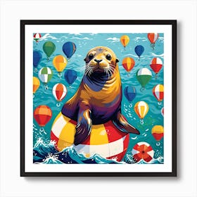 SEA LION CELEBRATES NEW YEAR Art Print