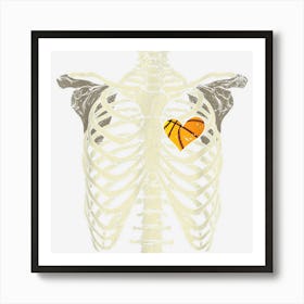 Vintage Rib Cage Heart Basketball Halloween Basketball Lover Art Print