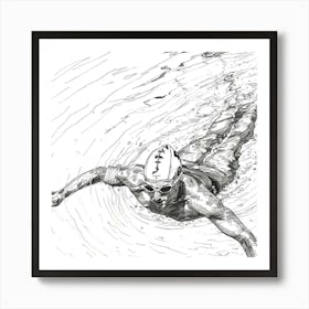 A Swimmer In A Pool Hand Drawn Sketch Illustrati 1718672202 3 Art Print