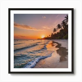 Setting Sun by the Beach Art Print