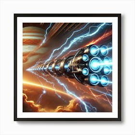 A Focused Sci Fi Depiction Of Lightning Lances, Sh Art Print