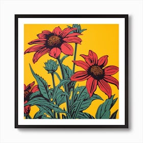 Black Eyed Susan 3 Pop Art Illustration Square Art Print